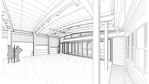 The proposed Performance Plaza with photovoltaic roof